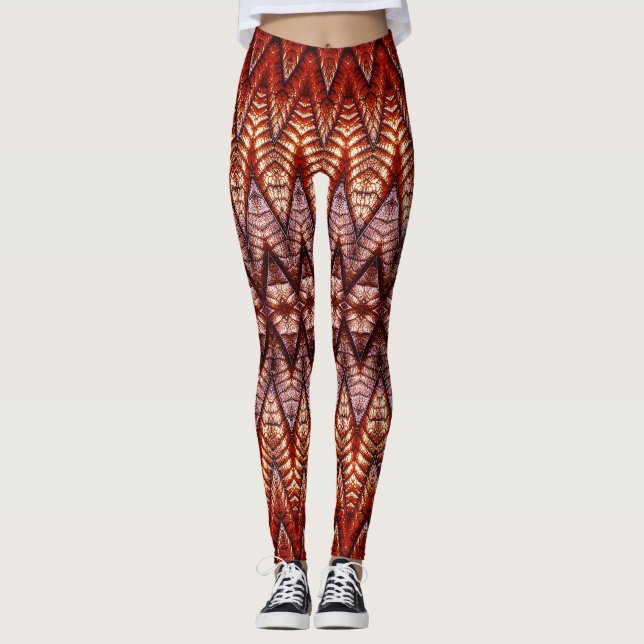 Eine rote Zickzack Textur "Ratti_Creative_Arts" Leggings (Vorderseite)