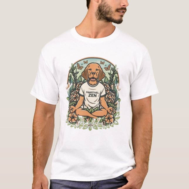 Eine ruhige Landschaft mit einem meditierenden Hun T-Shirt (Vorderseite)