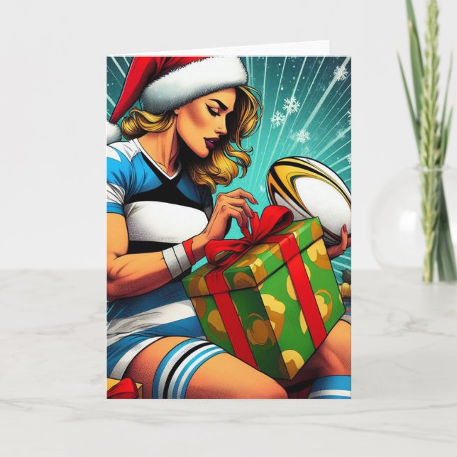 Eine ruhmby Christmas - Rugby Grußkarte Feiertagskarte (Vorderseite)