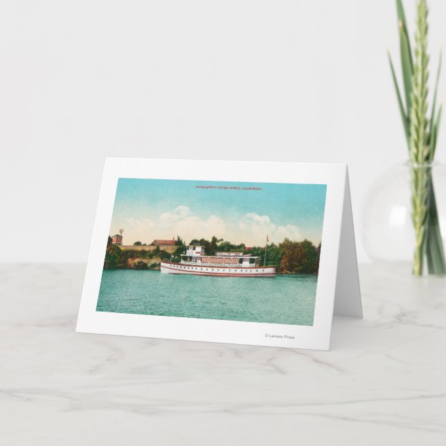 Eine Sacramento River Szene mit einem Riverboat Karte (Vorderseite)