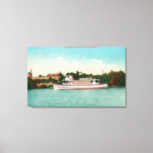 Eine Sacramento River Szene mit einem Riverboat Leinwanddruck