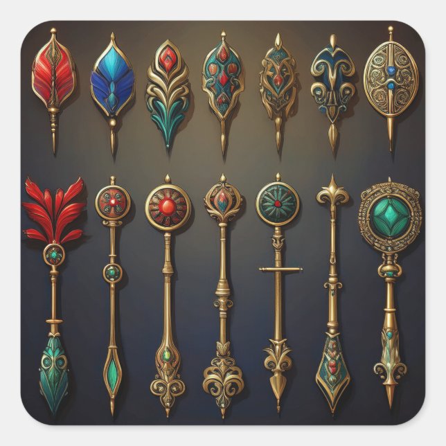 Eine Sammlung alter Dartpfeile Quadratischer Aufkleber (Vorderseite)