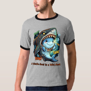 Eine sanfte Seele in einer wilden Maske Süßer Hai T-Shirt