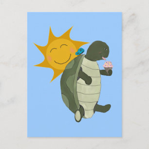 Eine Schildkröte isst Eiscreme Postkarte