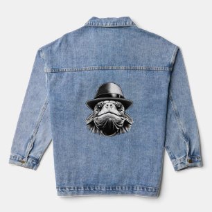 Eine Schildkröte mit Hut, klassisches Aussehen Jeansjacke