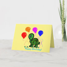 Eine Schildkröte und Balloons geklappte Grußkarte