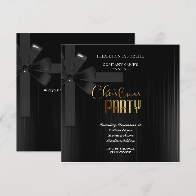 Eine schlichte elegante Weihnachts-Party Einladung (Vorne/Hinten)