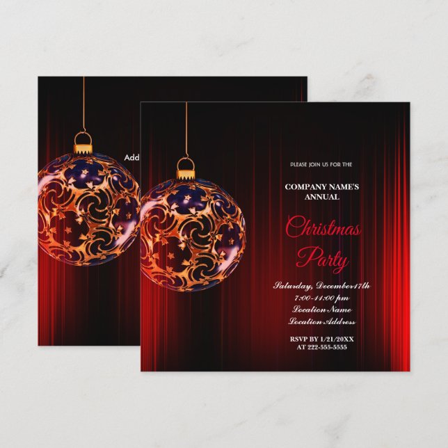 Eine schlichte elegante Weihnachts-Party Einladung (Vorne/Hinten)