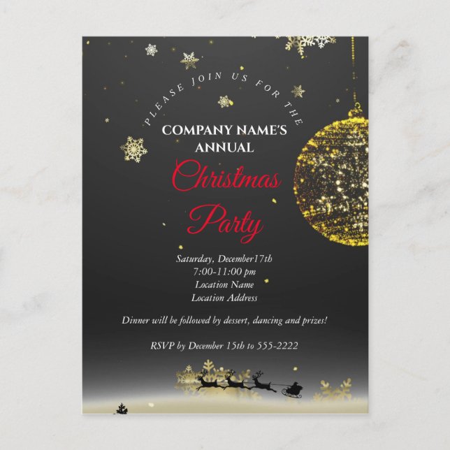Eine schlichte, elegante Weihnachtszeit-Party Einl Postkarte (Vorderseite)