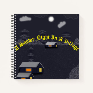 Eine schneebedeckte Nacht in einem DorfSpirituosen Notizbuch