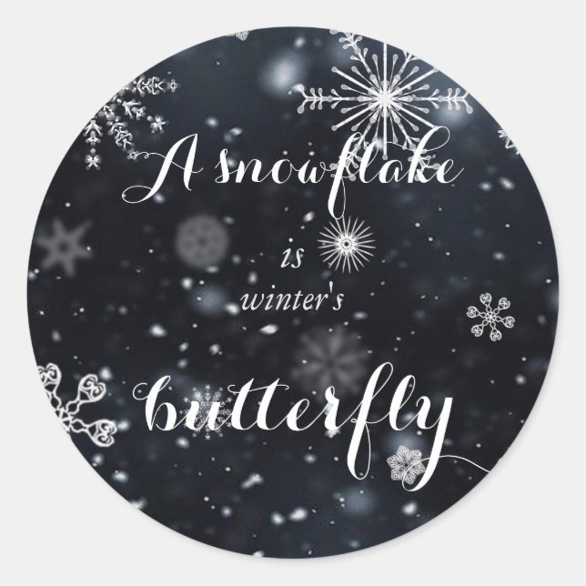 Eine Schneeflocke ist das Zitat des Winterschmette Runder Aufkleber (Vorderseite)
