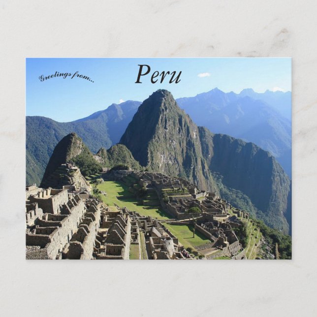 Eine schöne Aussicht auf Machu Picchu Peru Postkarte (Vorderseite)