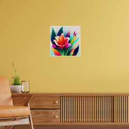 Eine schöne Blume mit farbenfrohen Blätter Poster