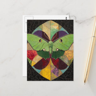 Eine schöne farbenfrohe grüne Motte Postkarte