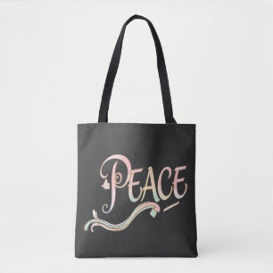 Eine schöne, fließende Schrift des Wortes "Frieden Tasche
