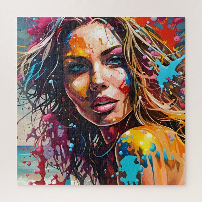 Eine schöne Frau am Strand (Vertikal)