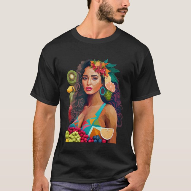 Eine schöne Latina Frau mit Früchten Latina W T-Shirt (Vorderseite)