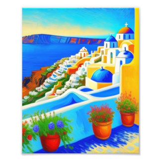 Eine schöne Malerei auf Santorin Island Fotodruck