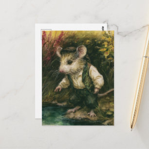 Eine schöne Maus in menschlicher Kleidung Postkarte