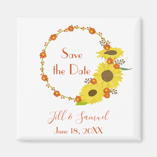 Eine schöne und schöne Sonnenblume Save the Date Magnet (Vorne)