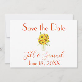 Eine schöne Vase der Sonnenblumen Save The Date