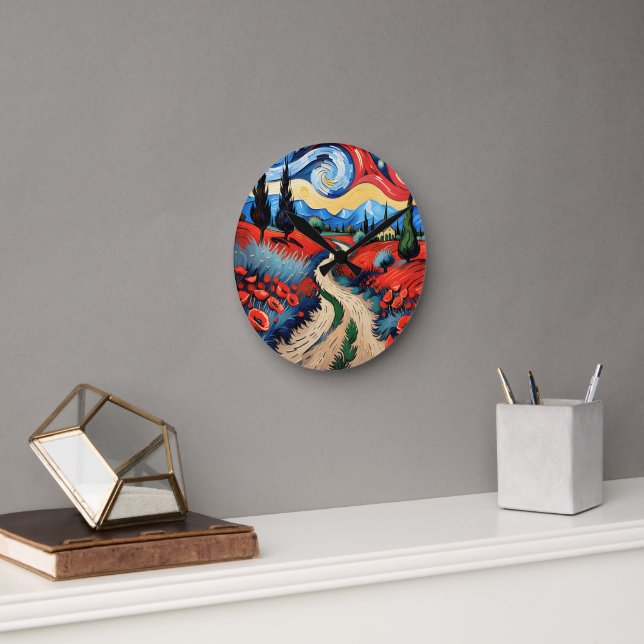 Eine schöne Wiese Runde Wanduhr (Büro)