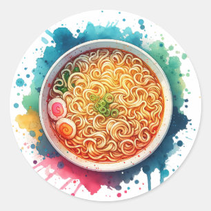 Eine Schüssel Ramen Noodles Runder Aufkleber