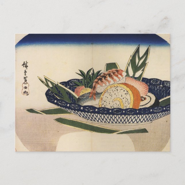 Eine Schüssel Sushi, Japan um das 18. Jahrhundert. Postkarte (Vorderseite)