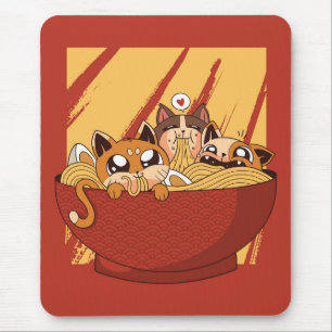 Eine Schüssel voll Nudeln und Kätzchen Mousepad