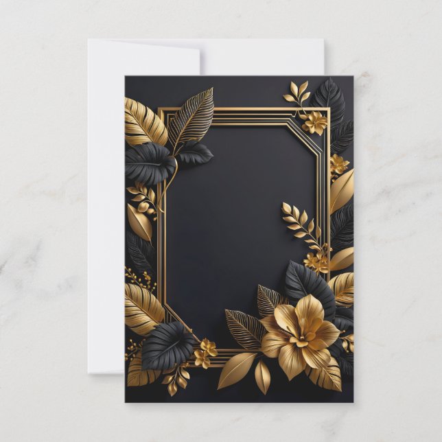 eine Schwarz-Gold Hochzeitsdesign Einladung (Vorderseite)