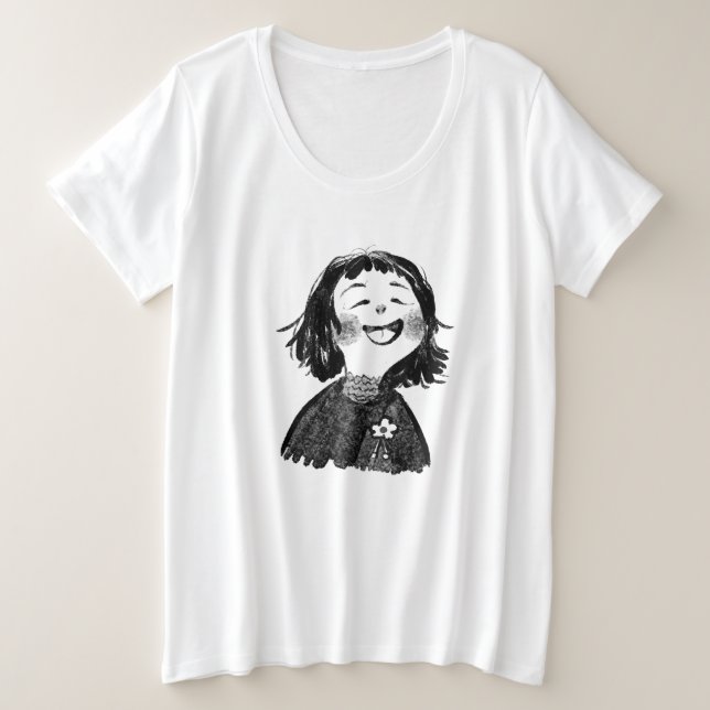 Eine Schwarz-Weiß-Abbildung eines Zeichens T-sh Große Größe T-Shirt (Design vorne)