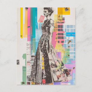 Eine Schwarz-Weiß-Kleidermode-Dame Collage Postkarte
