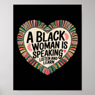 Eine schwarze Frau hört zu und lernt Junetee Poster