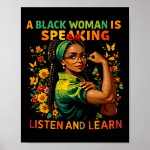 Eine schwarze Frau spricht dem Schwarzen Mon lausc Poster