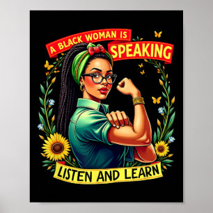 Eine schwarze Frau spricht dem Schwarzen Mon lausc Poster