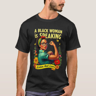 Eine schwarze Frau spricht dem Schwarzen Mon lausc T-Shirt
