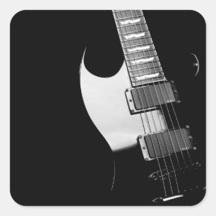 Eine schwarze Gitarre Quadratischer Aufkleber