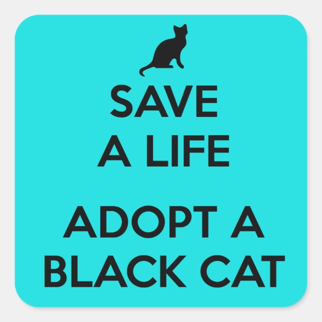 Eine schwarze Katze adoptiert Quadratischer Aufkleber (Vorderseite)