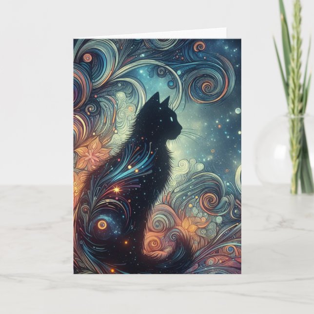 Eine schwarze Katze Karte (Vorderseite)