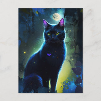 Eine schwarze Katze Postkarte
