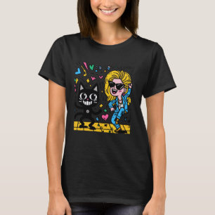 Eine schwarze Katze und eine blonde Schönheit tanz T-Shirt