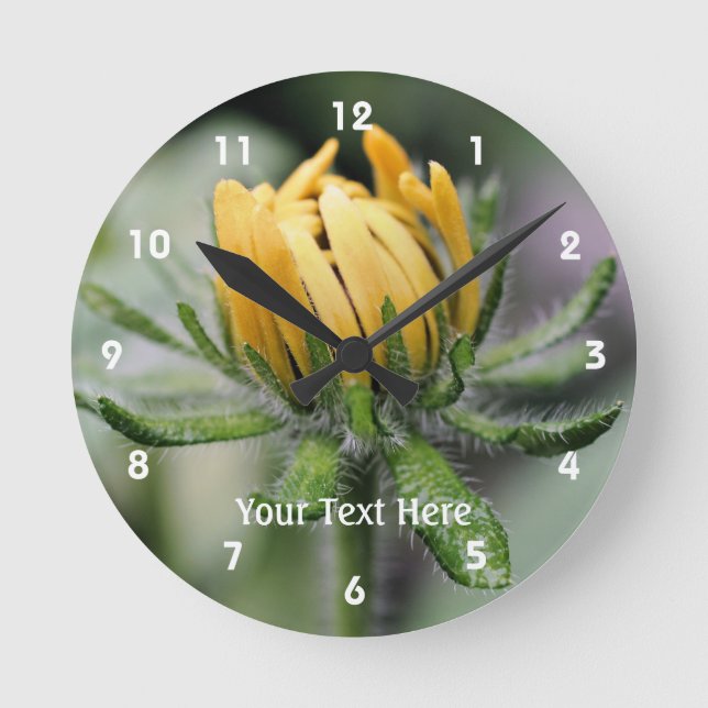 Eine schwarze Mit Augen Susan-Blume, die sich entf Runde Wanduhr (Vorderseite)