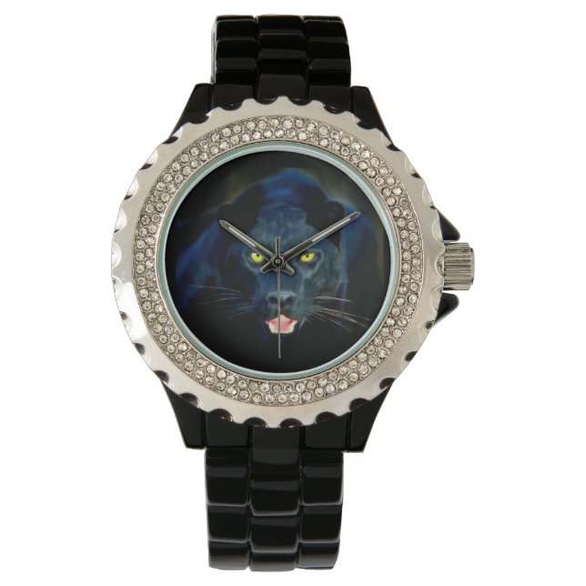 Eine schwarze Panther-Armbanduhr Armbanduhr (Vorderseite)