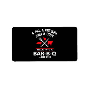 Eine Schweinehähnchenkuh wandert in eine Bar Funny Adressaufkleber