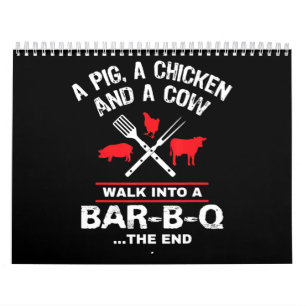 Eine Schweinehähnchenkühe Wandern in eine Bar Fu Kalender