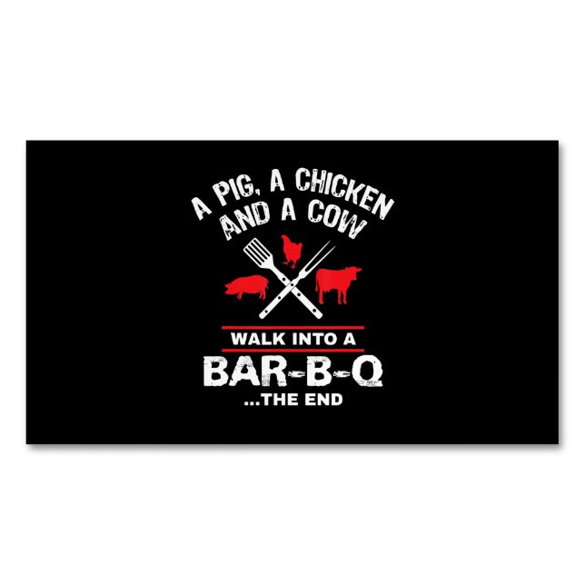 Eine Schweinehähnchenkühe Wandern in eine Bar Funn Magnetische Visitenkarte (Vorderseite)