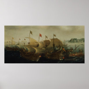 Eine Seeaktion, vielleicht der Kampf von Cadiz, Poster