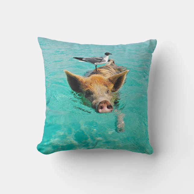 Eine Seemöve und ein Schwein Kissen (Vorderseite)