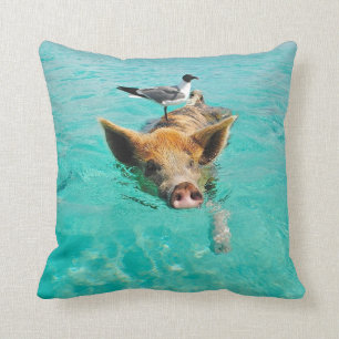 Eine Seemöve und ein Schwein Kissen