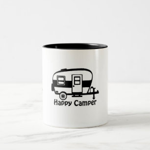 EINE SEHR BESONDERE *GLÜCKLICHE CAMPERTASSE* ZWEIFARBIGE TASSE